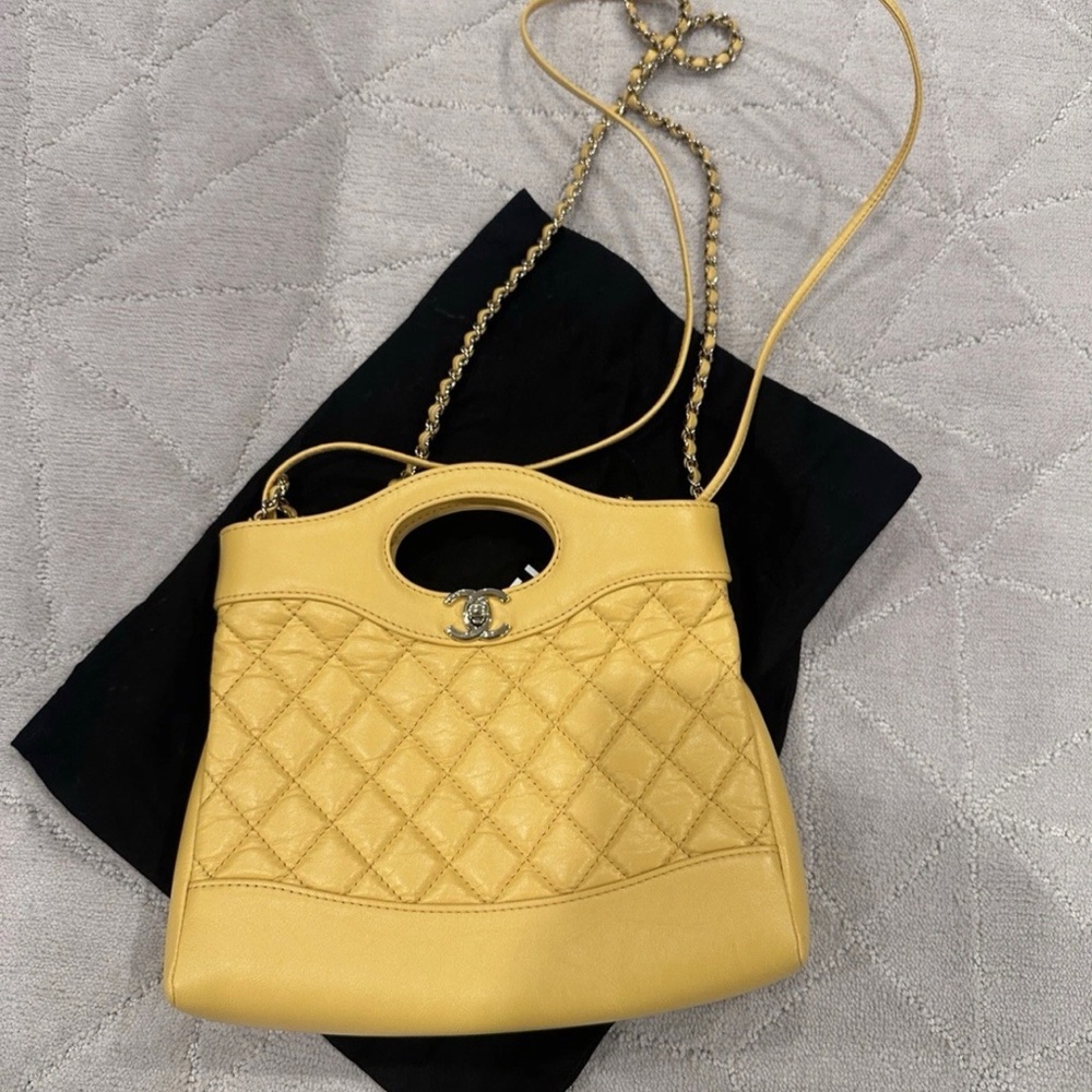Chanel 31 Mini Shoulder Bag Yellow Gold Hardware Lambskin